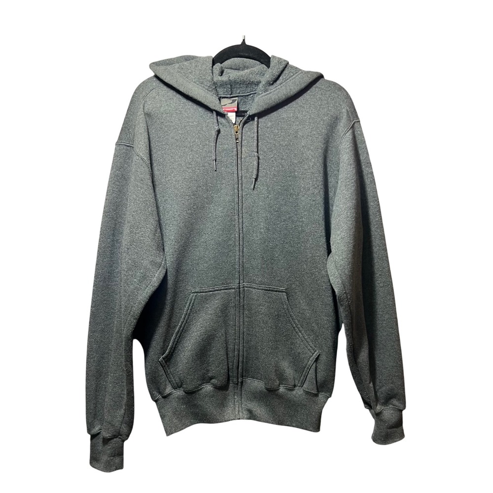 Vintage‎ Pro Spirit Grey Full Zip Hoodie Blank Sweatshirt Size Small Oversized